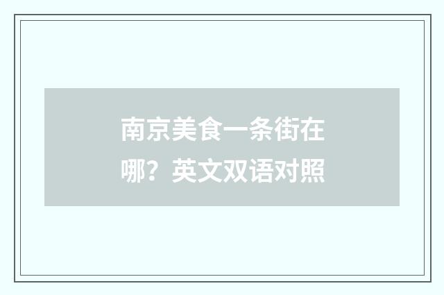 南京美食一条街在哪？英文双语对照