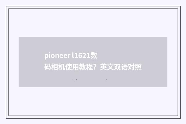 pioneer l1621数码相机使用教程？英文双语对照