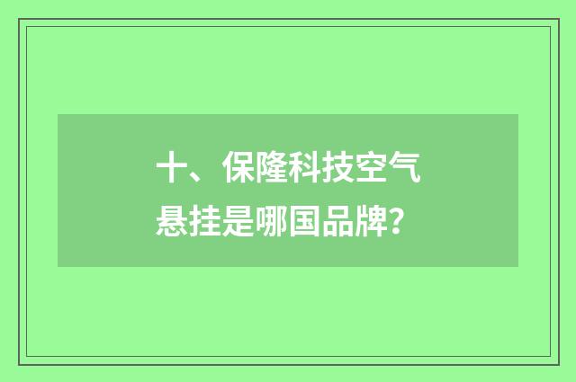 十、保隆科技空气悬挂是哪国品牌？