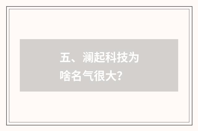 五、澜起科技为啥名气很大？