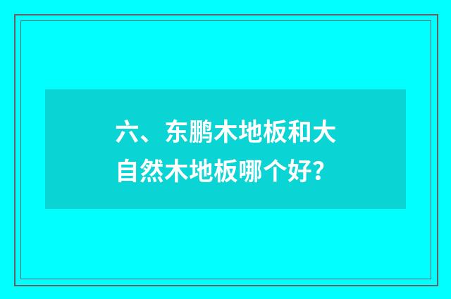 六、东鹏木地板和大自然木地板哪个好?