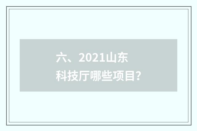 六、2021山东科技厅哪些项目？