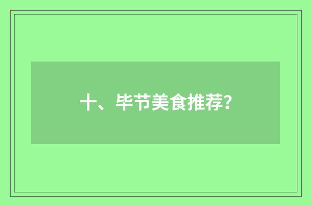 十、毕节美食推荐?