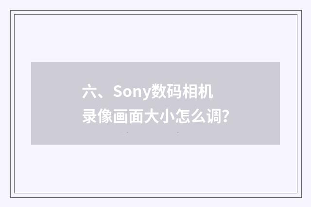 六、Sony数码相机录像画面大小怎么调？