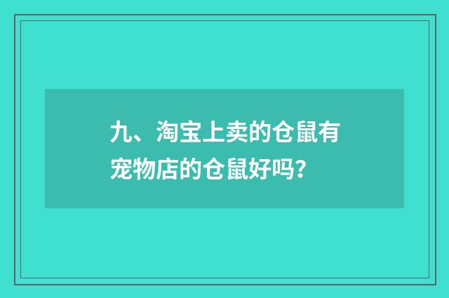 九、淘宝上卖的仓鼠有宠物店的仓鼠好吗?