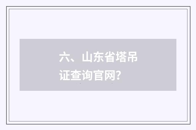 六、山东省塔吊证查询官网？