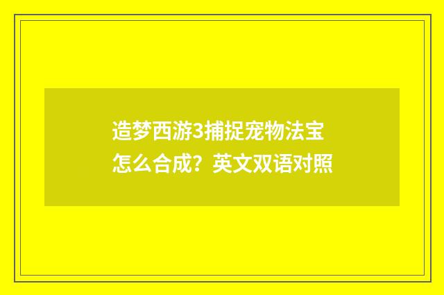 造梦西游3捕捉宠物法宝怎么合成?英文双语对照