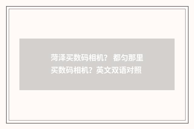 菏泽买数码相机? 都匀那里买数码相机?英文双语对照