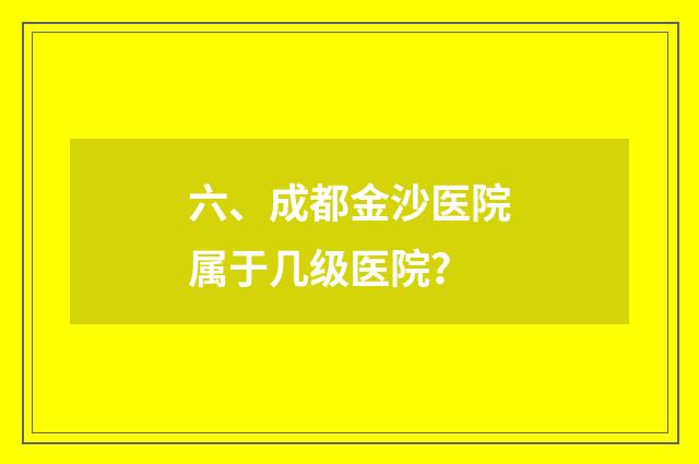 六、成都金沙医院属于几级医院？