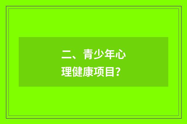 二、青少年心理健康项目？