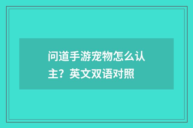 问道手游宠物怎么认主？英文双语对照