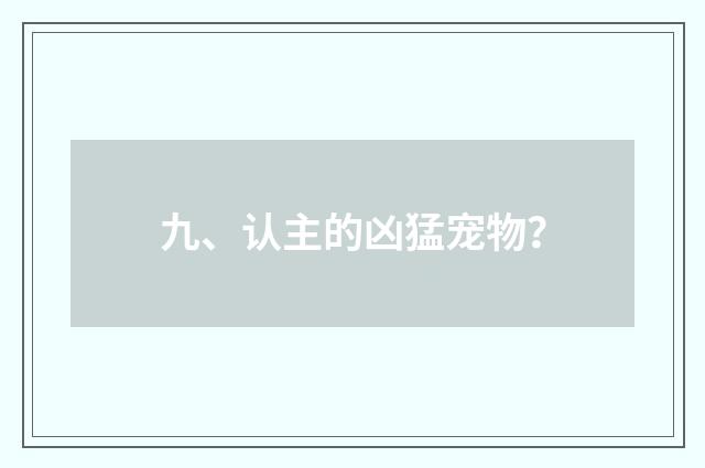 九、认主的凶猛宠物?