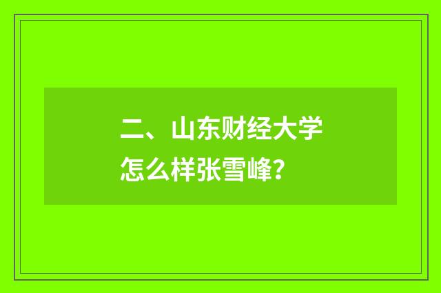 二、山东财经大学怎么样张雪峰？