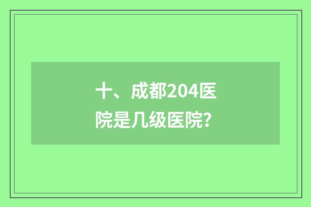 十、成都204医院是几级医院？