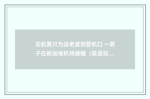 买机票只为送老婆到登机口 一男子在新加坡机场被捕(英语双语阅读)