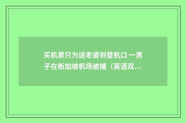 买机票只为送老婆到登机口 一男子在新加坡机场被捕(英语双语阅读)