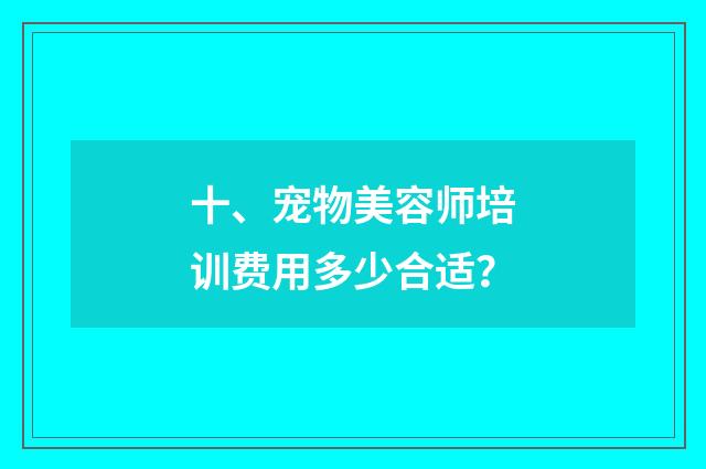 十、宠物美容师培训费用多少合适？