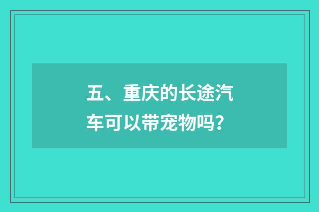 五、重庆的长途汽车可以带宠物吗?