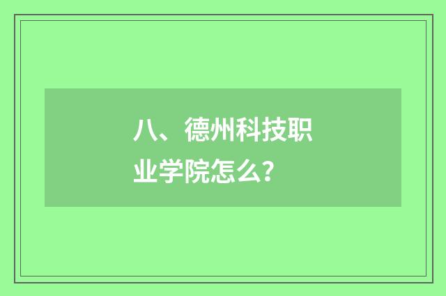八、德州科技职业学院怎么？