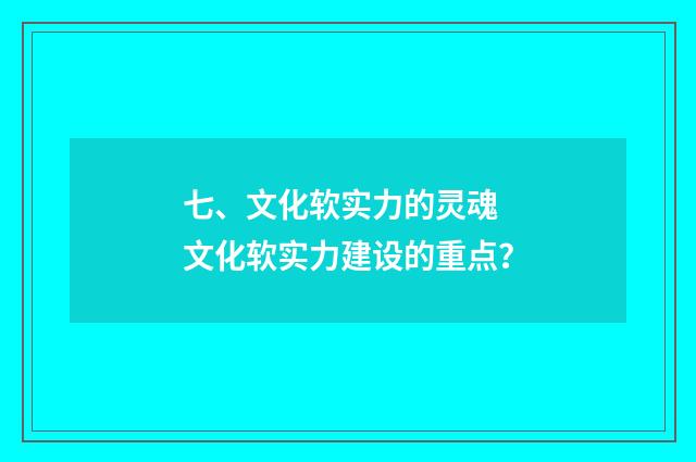 七、文化软实力的灵魂 文化软实力建设的重点?