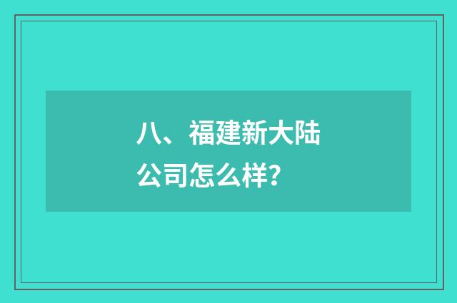 八、福建新大陆公司怎么样？