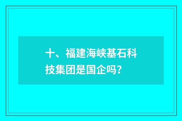 十、福建海峡基石科技集团是国企吗？