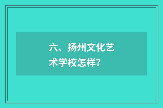 六、扬州文化艺术学校怎样？