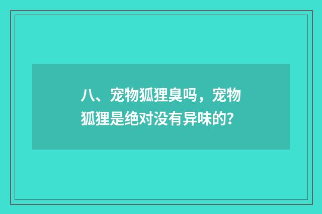 八、宠物狐狸臭吗，宠物狐狸是绝对没有异味的？