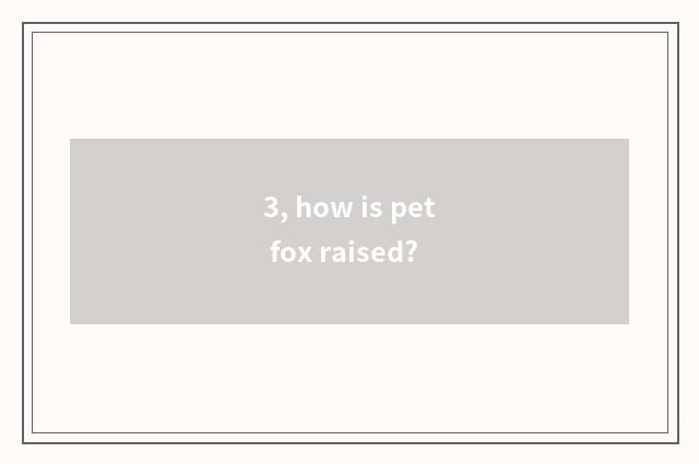 3, how is pet fox raised?