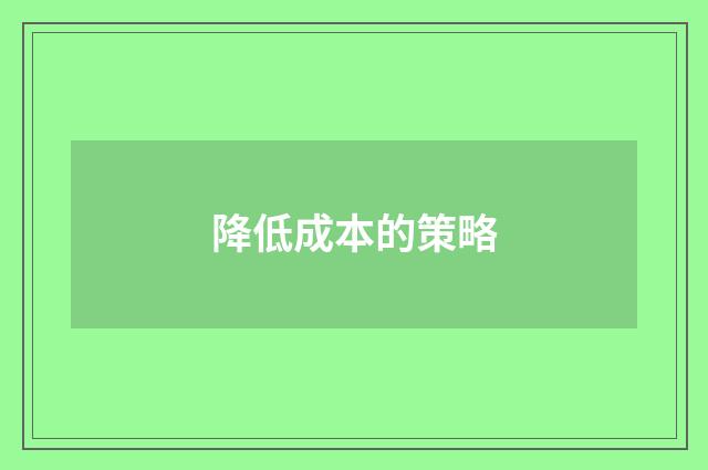降低成本的策略