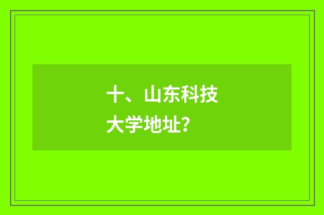 十、山东科技大学地址?