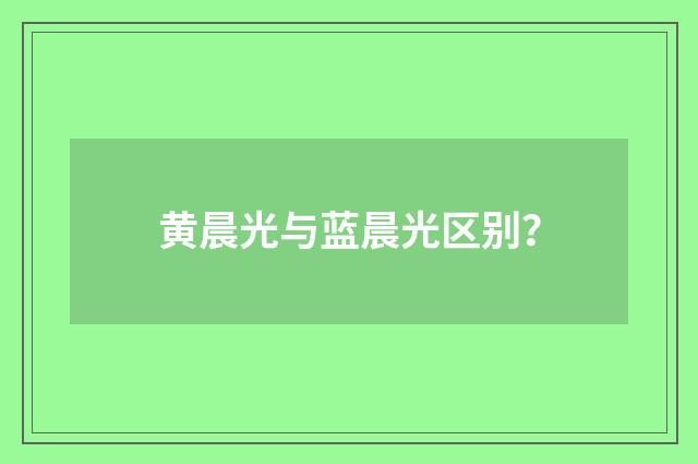 黄晨光与蓝晨光区别?