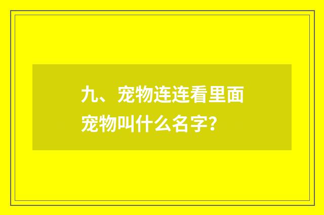九、宠物连连看里面宠物叫什么名字？