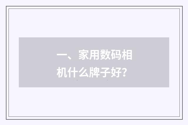 一、家用数码相机什么牌子好？