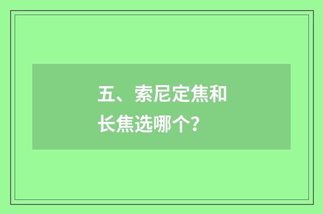 五、索尼定焦和长焦选哪个?