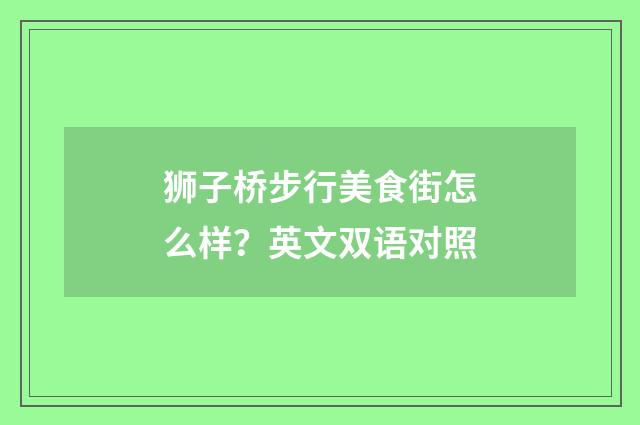 狮子桥步行美食街怎么样？英文双语对照