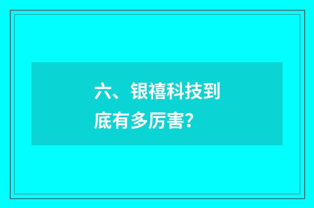六、银禧科技到底有多厉害？