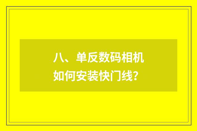 八、单反数码相机如何安装快门线？