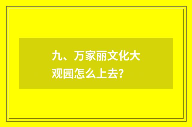 九、万家丽文化大观园怎么上去？