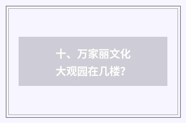 十、万家丽文化大观园在几楼？