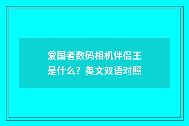 爱国者数码相机伴侣王是什么？英文双语对照