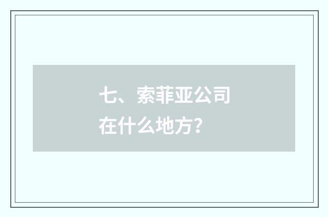 七、索菲亚公司在什么地方？