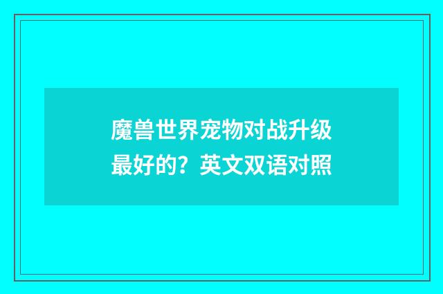 魔兽世界宠物对战升级最好的？英文双语对照
