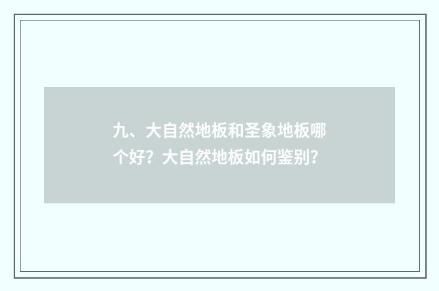 九、大自然地板和圣象地板哪个好?大自然地板如何鉴别?