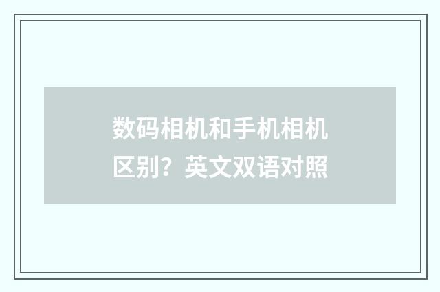 数码相机和手机相机区别？英文双语对照