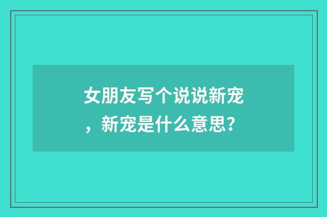 女朋友写个说说新宠，新宠是什么意思？