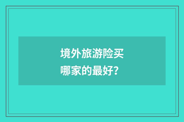 境外旅游险买哪家的最好?