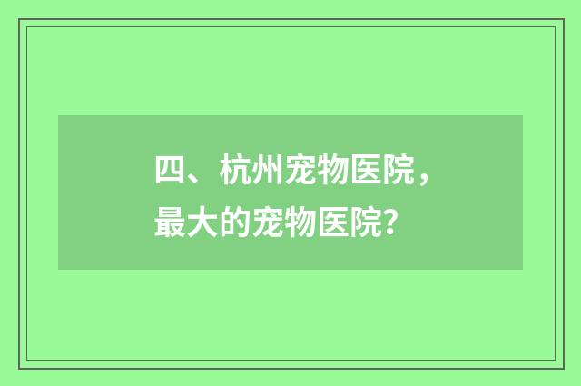 四、杭州宠物医院，最大的宠物医院？