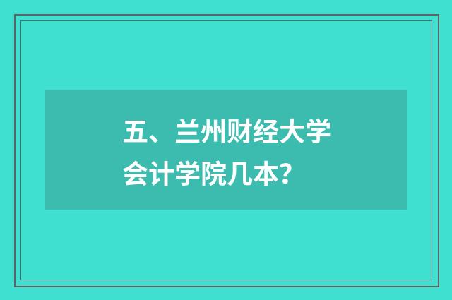五、兰州财经大学会计学院几本？