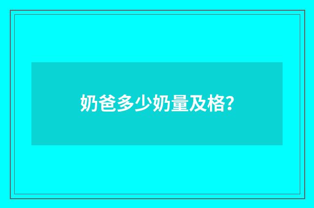 奶爸多少奶量及格?